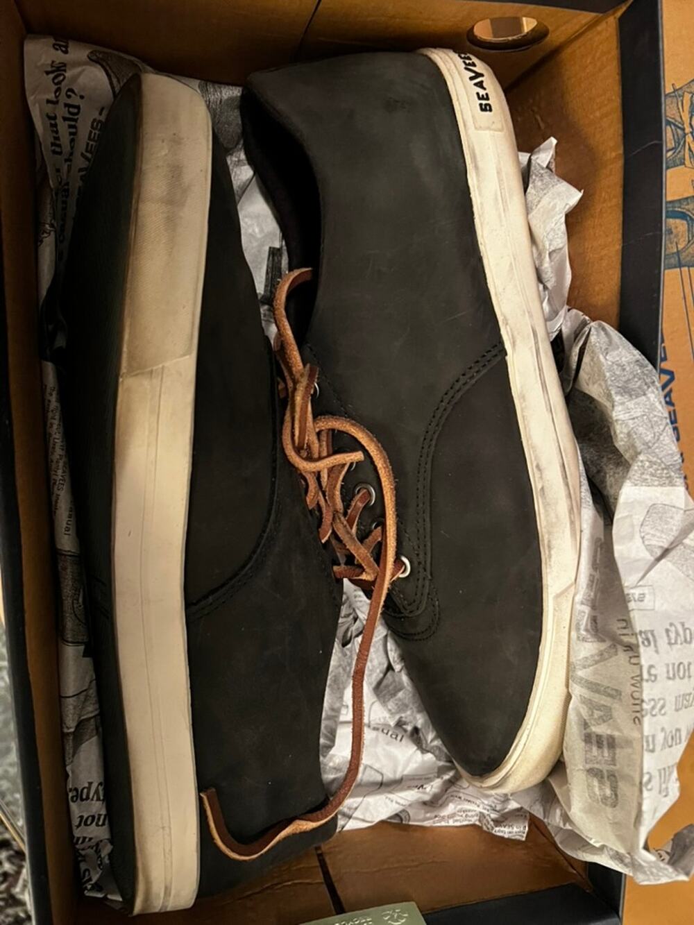 Seavees Hermosa Sneaker Wintertide Black Oil Rugged Leather 10